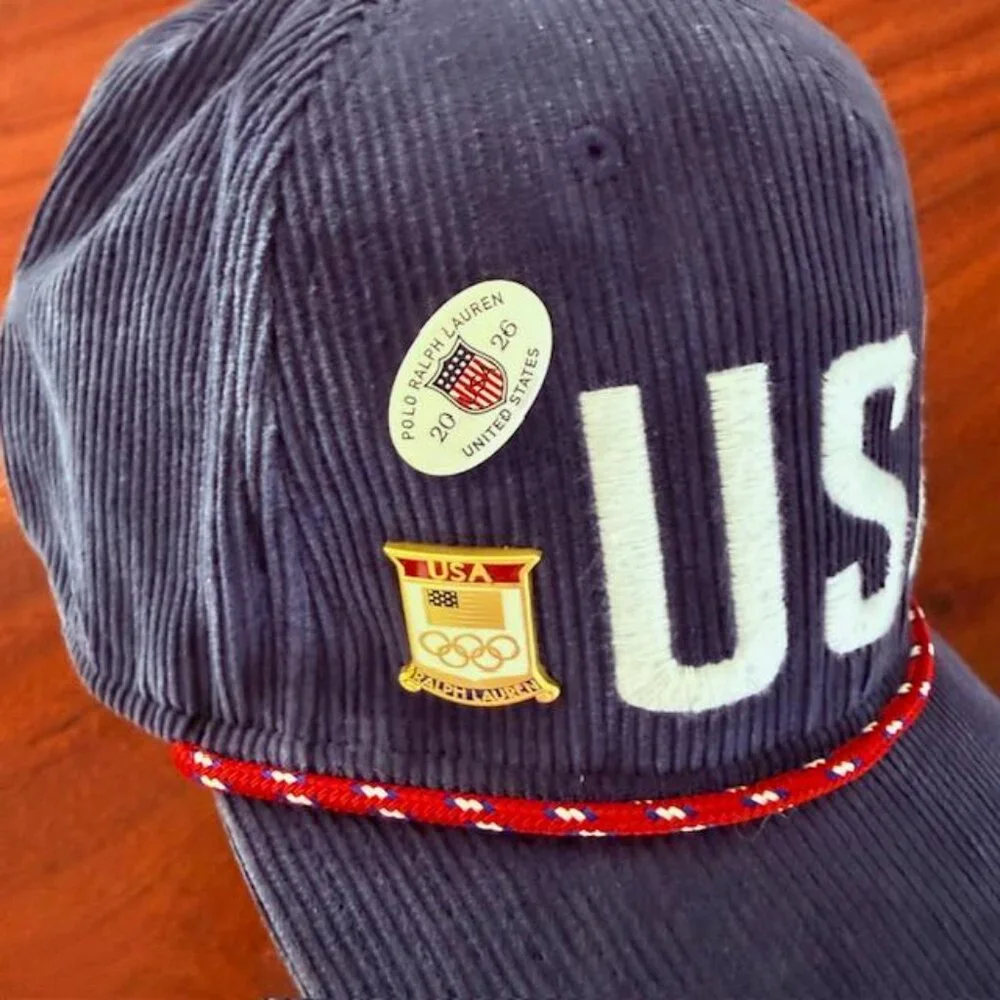 Polo Ralph Lauren Team USA 2026 Olympics Courduroy Cap Hat with Enamel Pins NWT - Picture 6 of 13